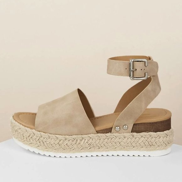 SHEIN Shoes - Shein | Beige Platform Espadrille Sandals